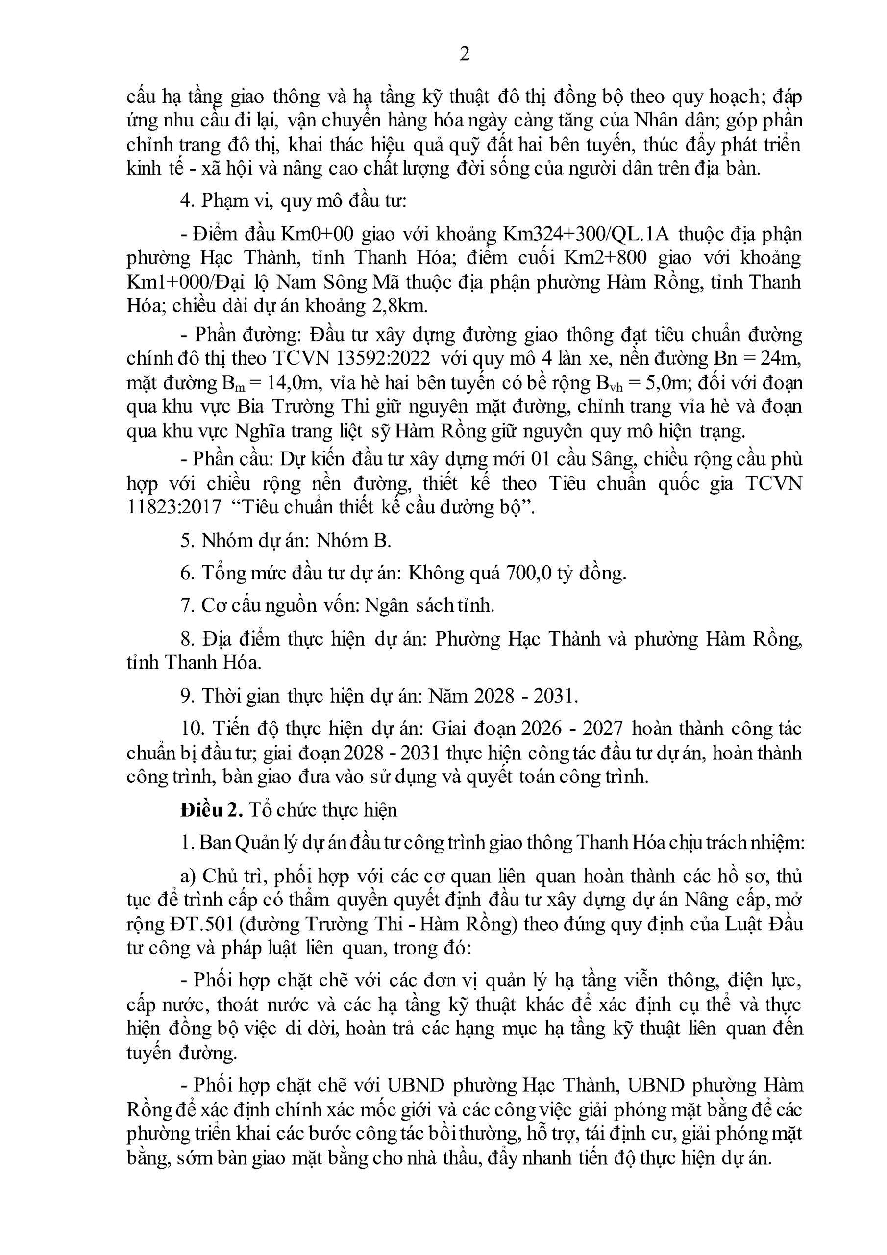 Thông tin chi tiết Quyết định 2968/QĐ-UBND mở rộng đường Trường Thi - Hàm Rồng 4 làn xe. Tác động tiềm năng đến giá đất phường Hạc Thành và Hàm Rồng.